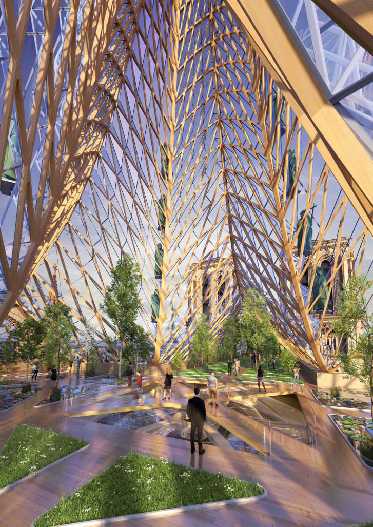 屋上で野菜や果物の栽培もおこなえるという/Vincent Callebaut Architectures