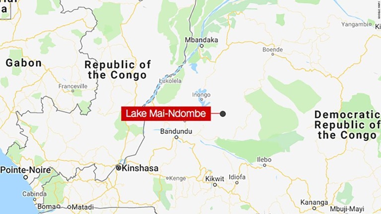 コンゴのマイヌドンベ湖で船舶が転覆し、３０人が死亡した/Google Maps