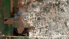 シリア北西部で続く空爆と戦闘、衛星写真に破壊の跡