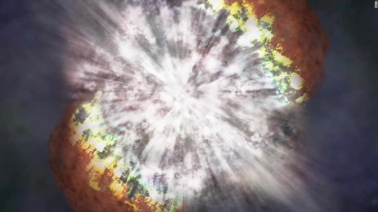 恒星の爆発のイメージ図。星の爆発が最終的に人類の直立歩行への移行を促した可能性があるとの研究結果が発表された/NASA