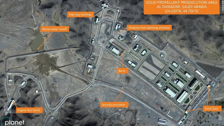 サウジ国内にある弾道ミサイル製造所とみられる施設を捉えた衛星画像/Planet Labs