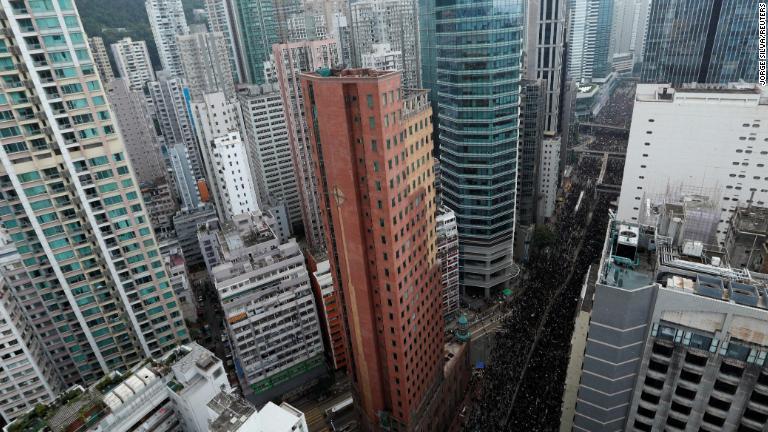 抗議ルートの上空写真/Jorge Silva/Reuters
