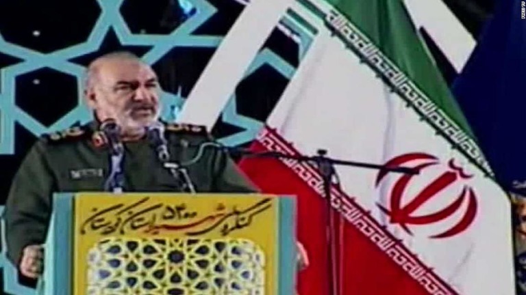 米軍のドローン撃墜を受けて演説するイラン革命防衛隊トップのサラミ総司令官/Press TV