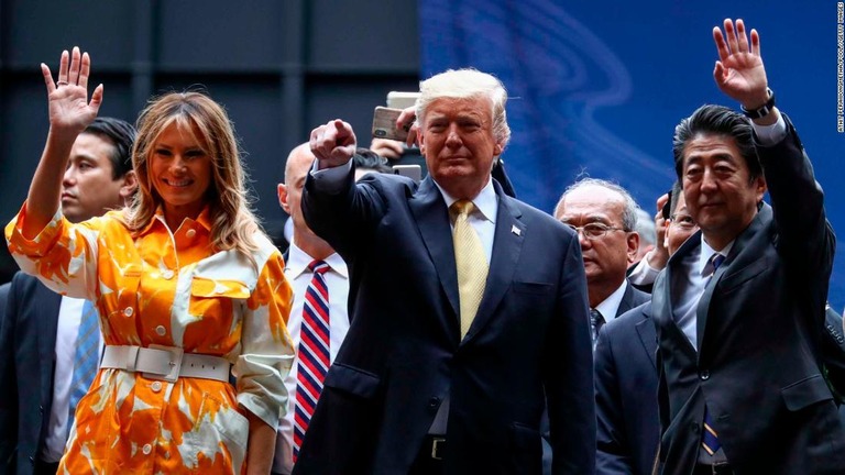 トランプ大統領と安倍首相＝５月２８日、神奈川県横須賀市/Athit Perawongmetha/Pool//Getty Images