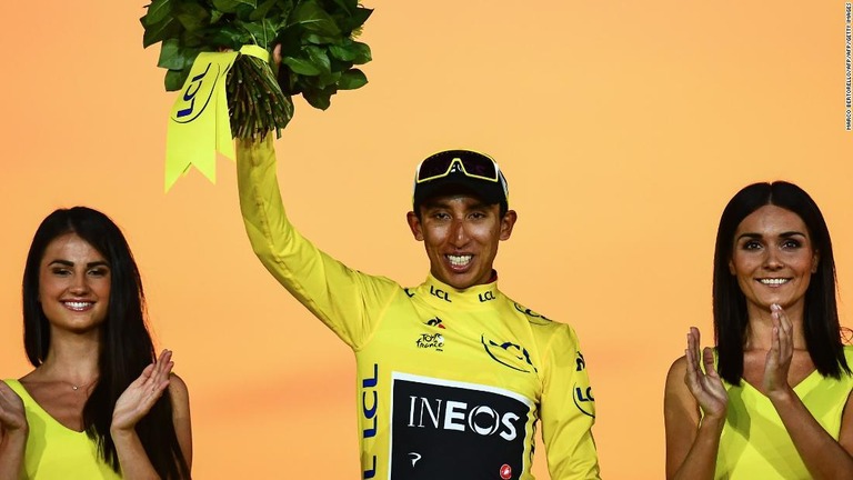 コロンビア勢として史上初のツール・ド・フランス制覇を果たしたエガン・ベルナル/MARCO BERTORELLO/AFP/AFP/Getty Images