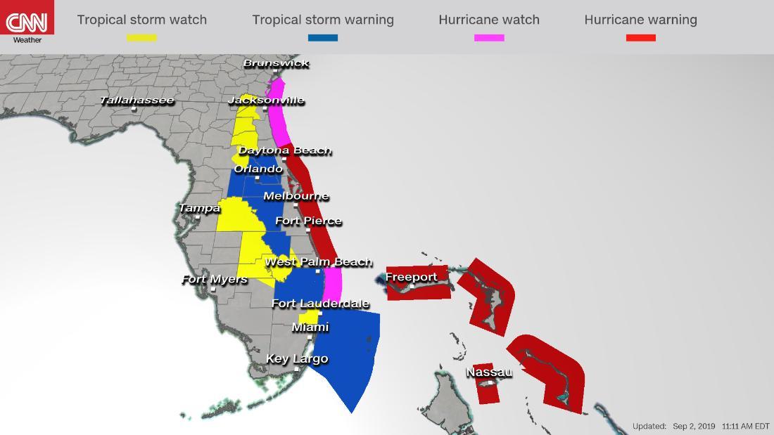 米フロリダ州やバハマに警報や注意報が出ている/CNN