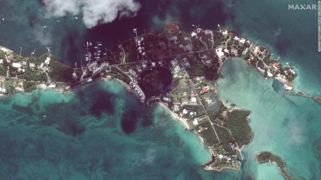 被災前のマーシュハーバー北部＝２０１８年１０月２５日/Satellite image ©2019 Maxar Technologies