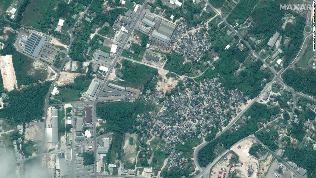 被災前のマーシュハーバー中心部＝２０１８年１０月２５日/Satellite image ©2019 Maxar Technologies