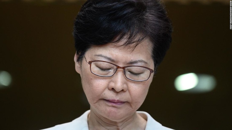 香港政府トップの林鄭月娥・行政長官。米国など他国の干渉は「全く認められない」と発言/PHILIP FONG/AFP/AFP/Getty Images