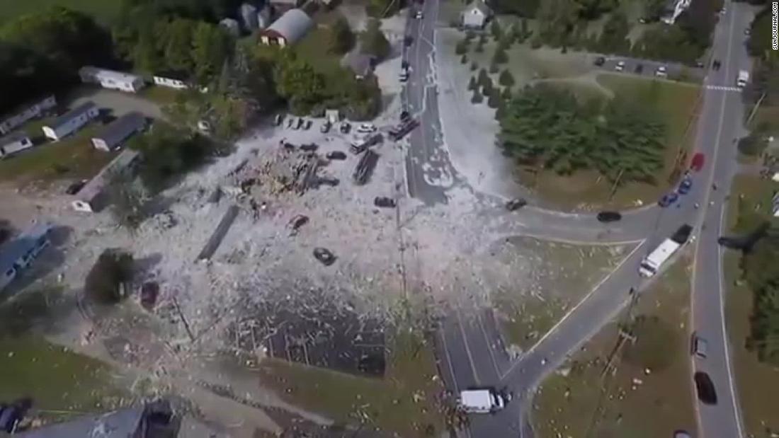 爆発の起きた建物の様子をドローンで上空から撮影した画像/Sunjournal.com