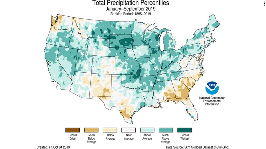 9月の降水量は、ミシシッピ、アラバマ州などで史上最少を記録した/NOAA