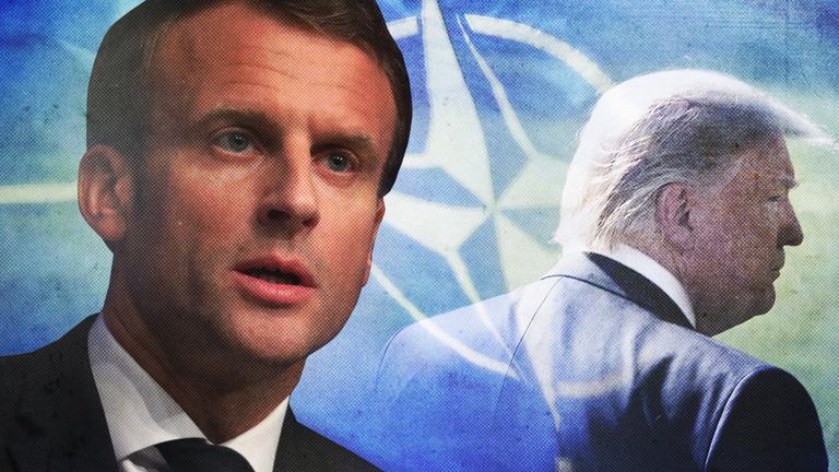 マクロン仏大統領（左）はＮＡＴＯ同盟国の防衛で米国を頼れないと発言/Photo Illustration/alberto mier/cnn