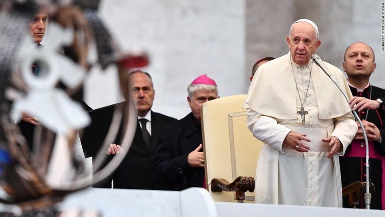 ローマ・カトリック教会のフランシスコ法王/VINCENZO PINTO/AFP via Getty Images