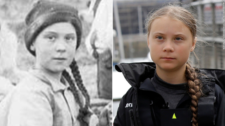 グレタ・トゥンベリさん（右）に瓜二つ？　１９世紀の少女の写真が話題に/University of Washington Libraries, Special Collections/AP