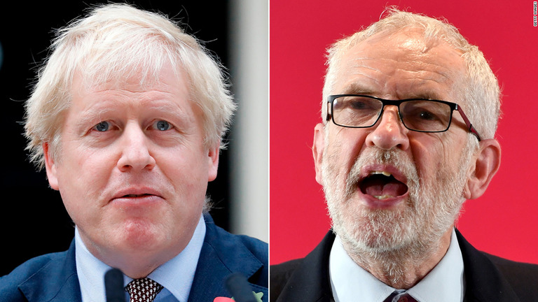保守党のジョンソン氏（左）と労働党のコービン氏が約５年で３度目の総選挙に臨む/Getty Images