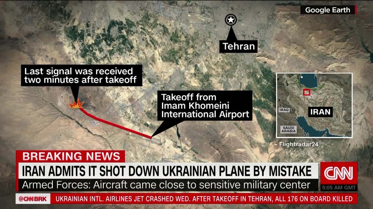 旅客機の飛行経路。CNN記者は通常の飛行経路を進んでいたとみられると指摘/Google Earth