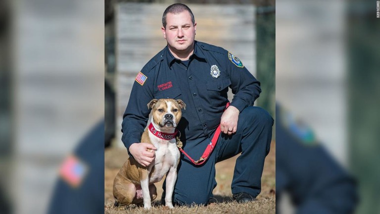 米消防局が闘犬組織から保護されたピットブルテリア犬を放火探知犬に採用/Erik Larson