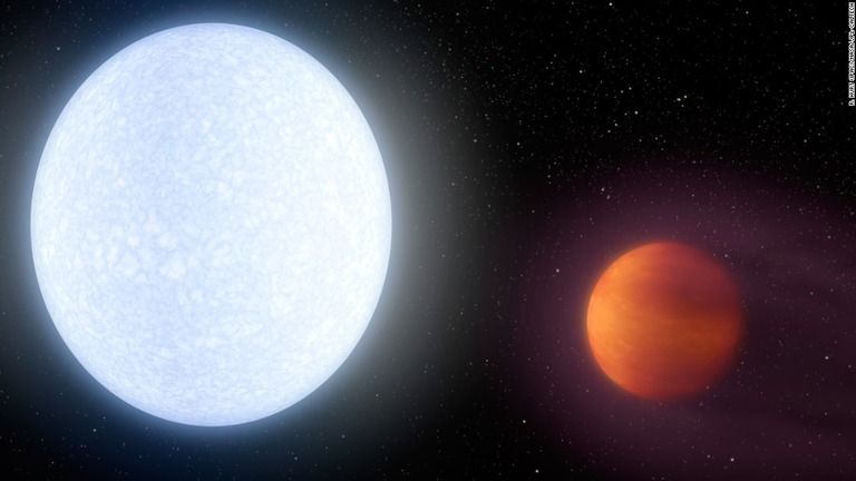 観測史上最も高温の系外惑星「ＫＥＬＴ―９ｂ」（右）とその恒星の想像図/R. Hurt (IPAC)/NASA/JPL-Caltech