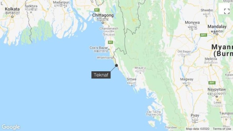 ロヒンギャ難民を乗せた船が転覆して死者が出た/Google Maps