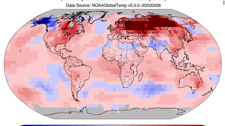 米海洋大気局が、今年１月は統計史上最も温暖だったことを発表した/NOAA