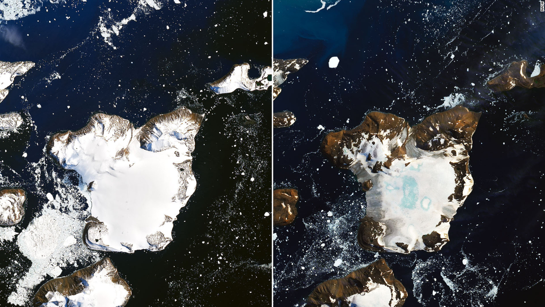 南極大陸の北端を襲った熱波の影響で、イーグル島を覆っていた雪の２０％が溶けた/NASA