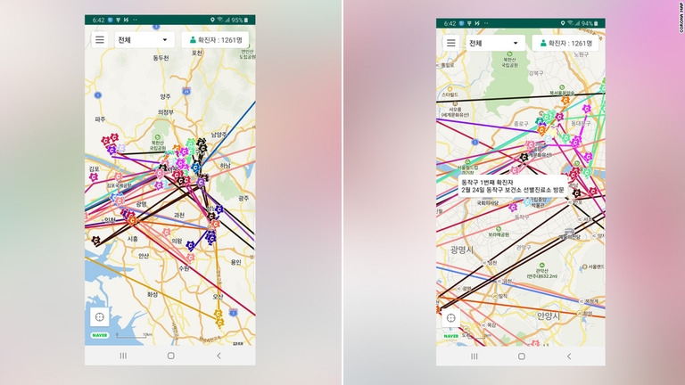 韓国で、新型ウイルス感染者を追跡できるアプリのダウンロードが急増している/Corona Map