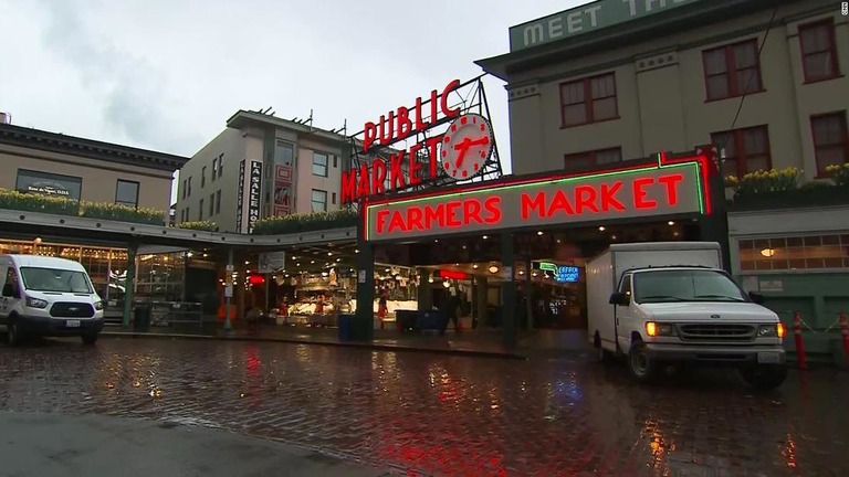 シアトルの飲食店は、新型肺炎による観光客の減少などで売り上げが落ち込んでいる/CNN