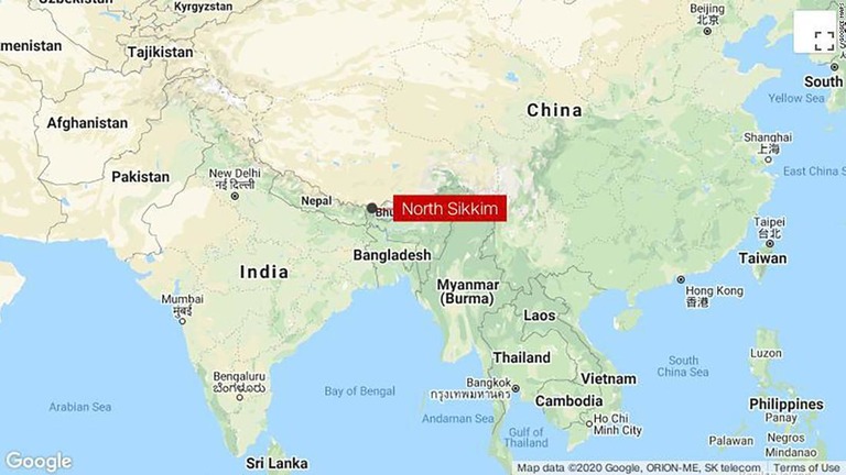 中国軍とインド軍による小規模な衝突が北シッキム地域であり、兵士が軽傷を負った/Google Maps