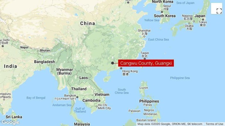 事件のあった中国の広西チワン族自治区/Google