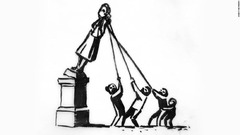 デモ隊に倒された奴隷商人の像、バンクシーから代替案