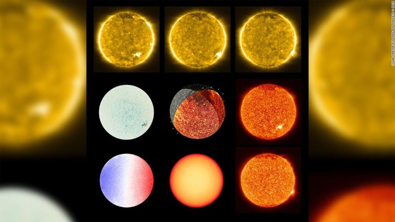 最初の接近時にさまざまな波長の光で太陽の面を撮影した/Solar Orbiter/EUI Team; PHI Team/ESA & NASA
