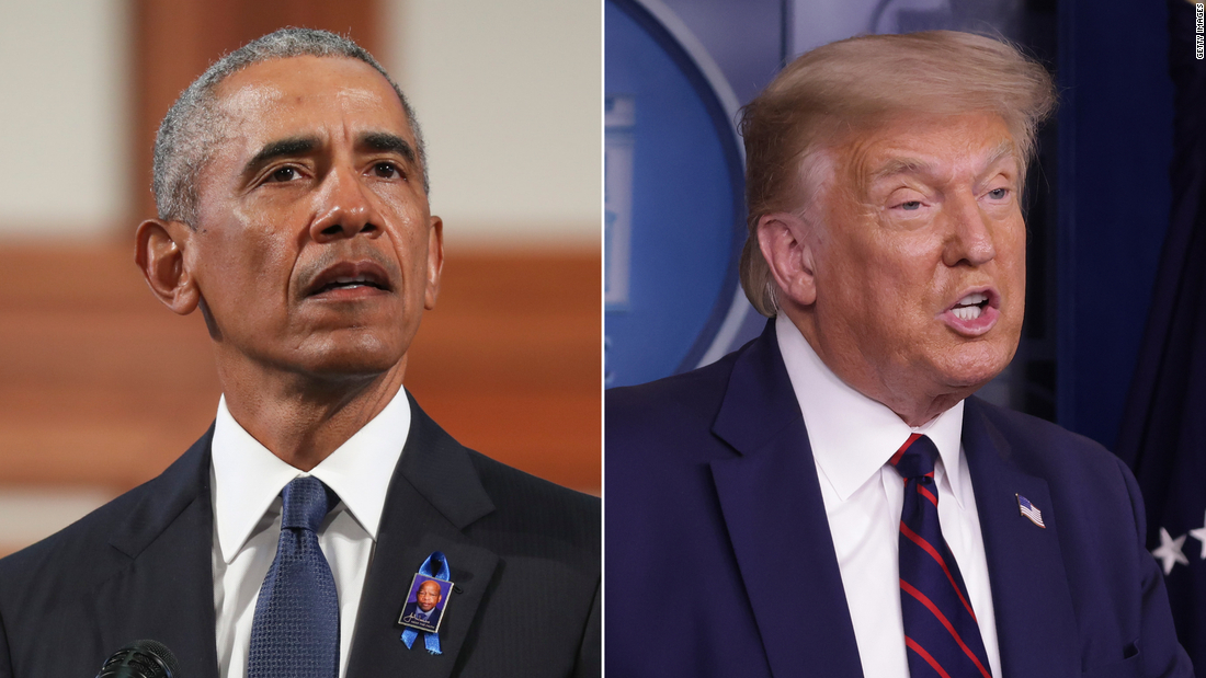 オバマ大統領はトランプ氏の行為が民主主義の脅威となっていると厳しい批判を向けた/Getty Images