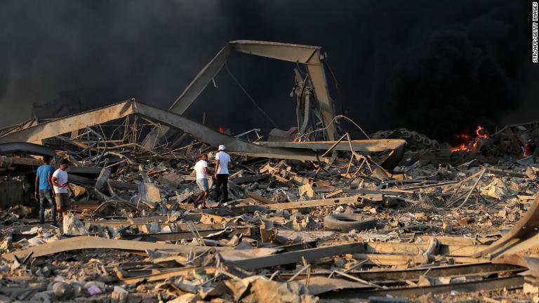 レバノン首相は爆発について捜査が行われていることを明らかにした/STR/AFP/Getty Images