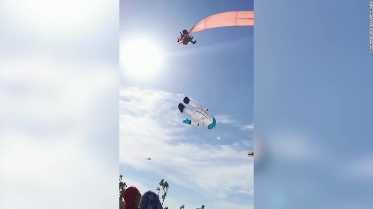 台湾で凧に絡まった３歳の女児が宙に浮く出来事があった。/Facebook/@visasblog.tw via Reuters