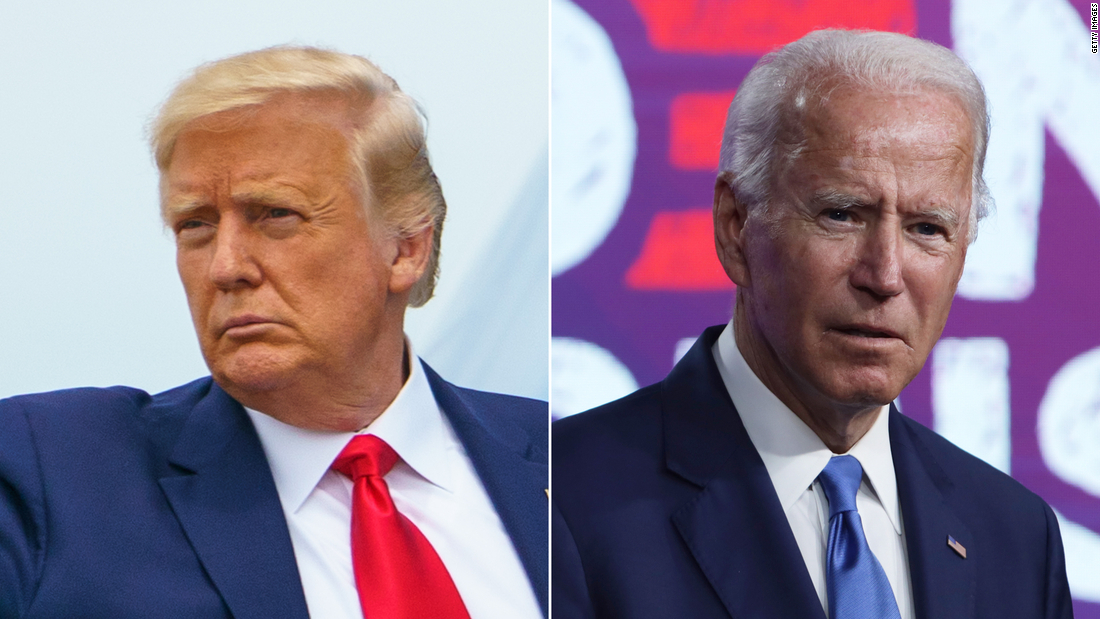 フロリダ州でのトランプ氏(左)とバイデン氏の支持率は拮抗(きっこう)している/Getty Images