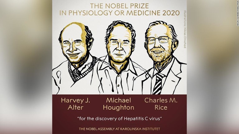 今年のノーベル医学生理学賞はハービー・Ｊ・オルター氏、マイケル・ホートン氏、チャールズ・Ｍ・ライス氏の３氏に決まった/Niklaus Elmehed/Nobel Prize