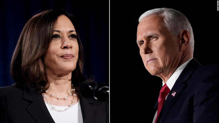 共和党のペンス副大統領（右）と民主党のハリス上院議員（左）による米副大統領候補討論会が７日に開催される/Getty Images
