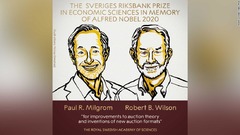 ノーベル経済学賞、米経済学者の２氏に　オークション理論に貢献