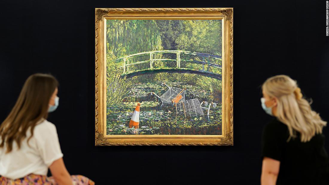 モネの作品をパロディーにしたバンクシーの絵画が７６０万ポンドで落札された