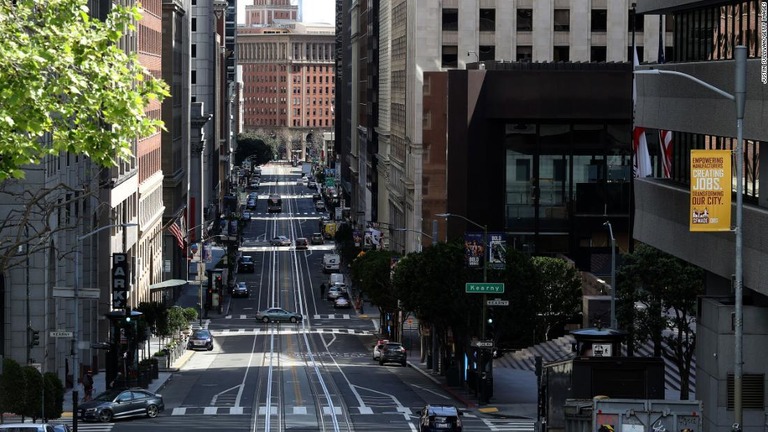 ロックダウン（都市封鎖）が行われた米サンフランシスコ＝３月/Justin Sullivan/Getty Images