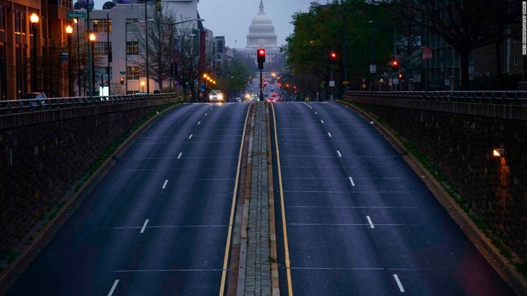 ロックダウン（都市封鎖）時に人影のなくなった米首都ワシントン/Drew Angerer/Getty Images