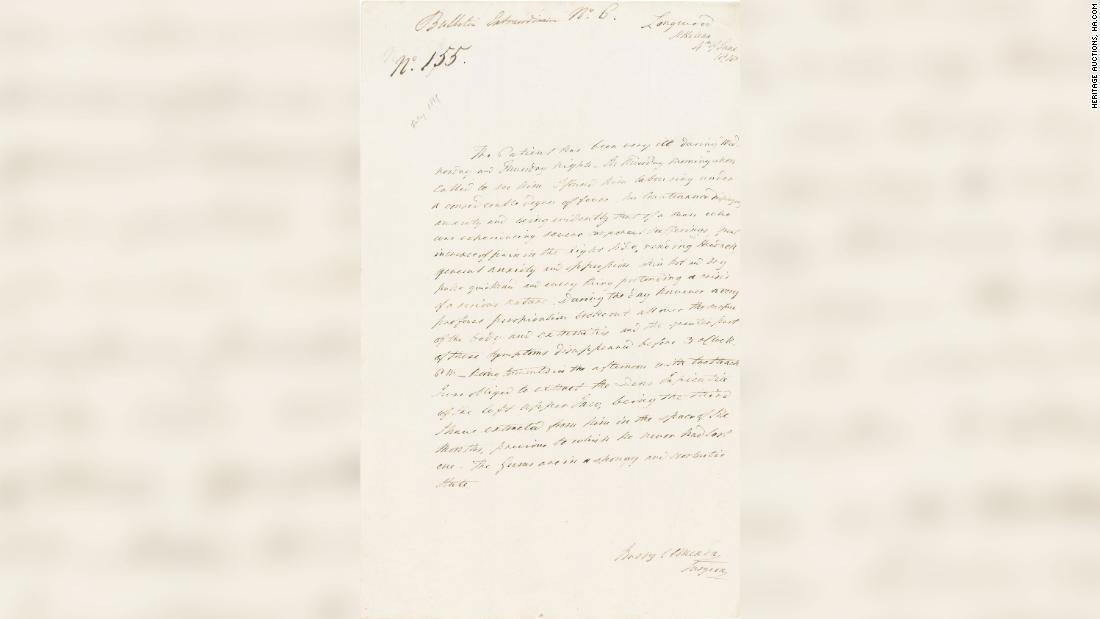オメーラ医師によって書かれたとみられるメモ/Heritage Auctions, HA.com