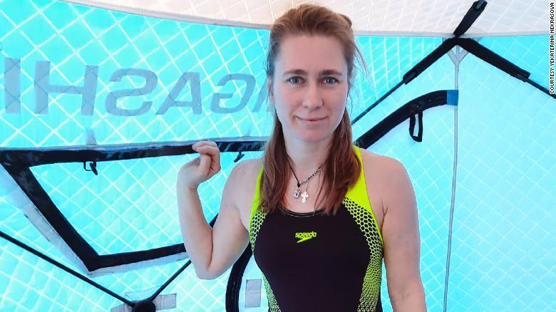 モスクワでも週に2回は氷の中に飛び込むトレーニングをしているという/Courtesy Yekaterina Nekrasova