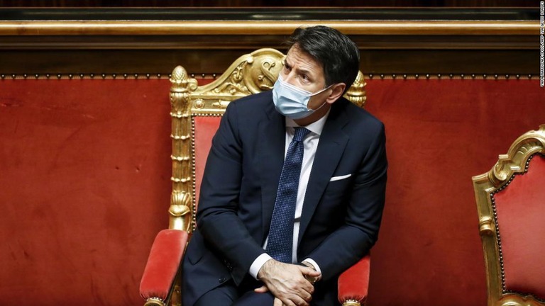 イタリアのコンテ首相が辞任する見通しとなった/YARA NARDI/AFP/POOL/AFP via Getty Images