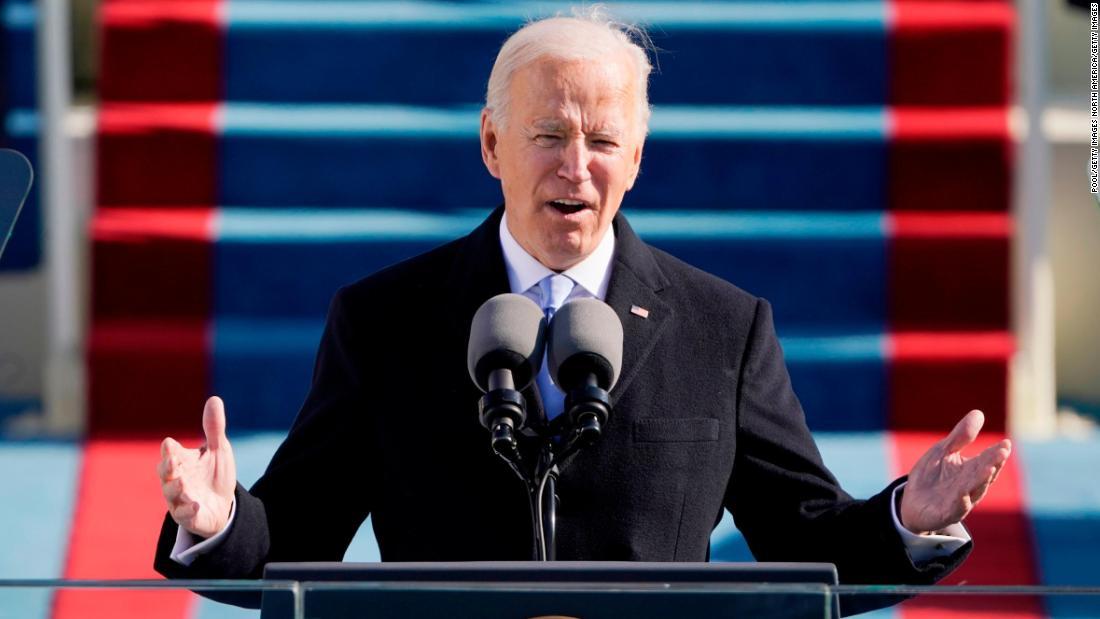 1月21日に行われた大統領就任式の様子/Pool/Getty Images North America/Getty Images