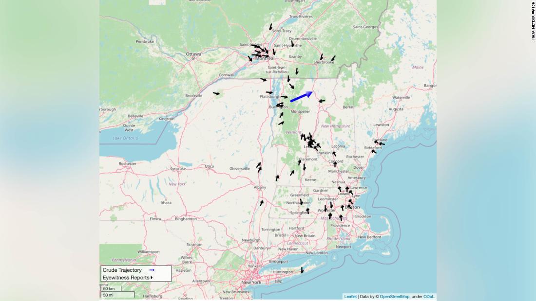 米バーモント州周辺で火球が目撃された/NASA Meteor Watch