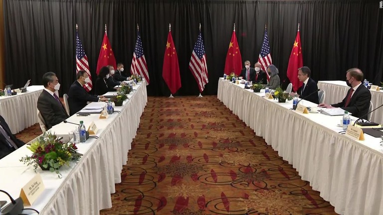 米中高官の直接協議が行われ、異例の激しい応酬となった/Pool