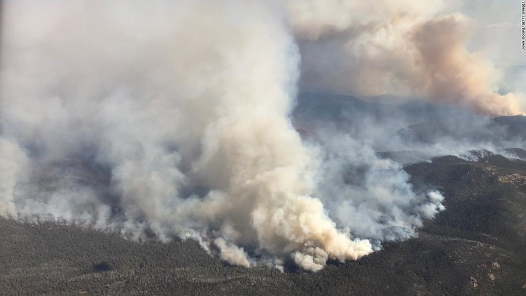 オーストラリアの山火事で発生した大量の煙は成層圏にまで到達したという/John Moore/Getty Images