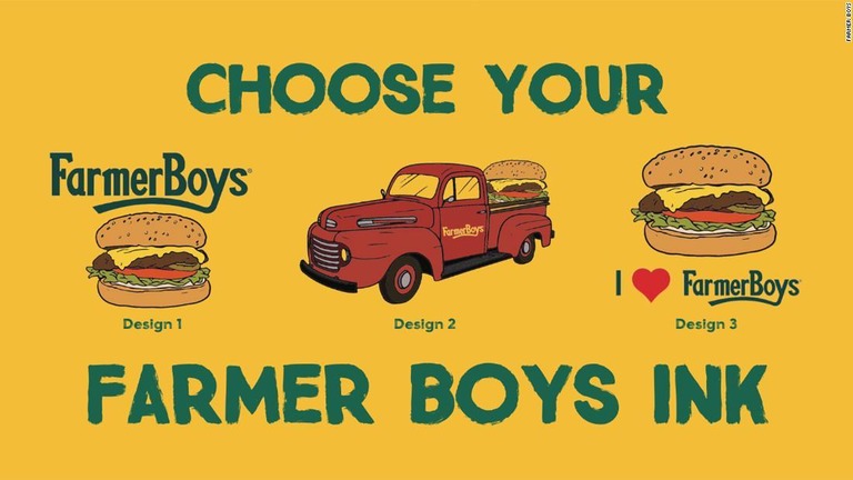 店名入りのタトゥーは３種類から選べる/Farmer Boys