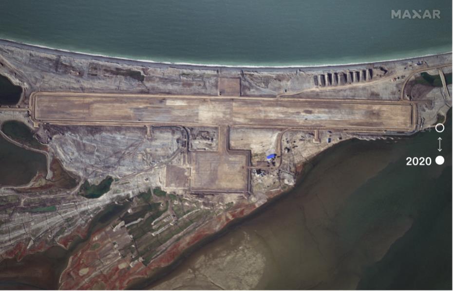 同じ場所の2020年の画像/Source: Satellite image ©2021 Maxar Technologies, Center for Strategic and International Studies (CSIS). Graphic: Henrik Pettersson, CNN